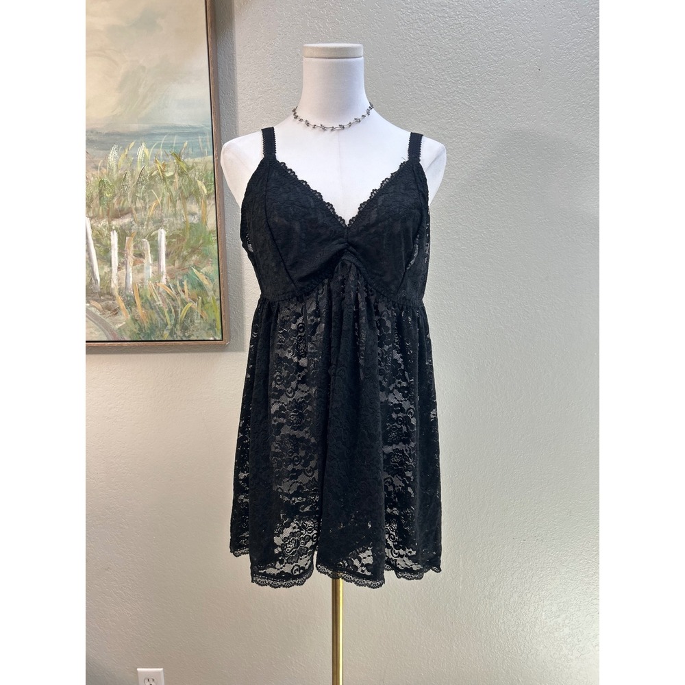 Torrid Black Floral Lace Babydoll Chemise Lingerie Sheer Plus Size 1 1X 120684